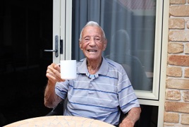Centenarian George enjoying a cup of tea Centenarian George enjoying a cup of tea