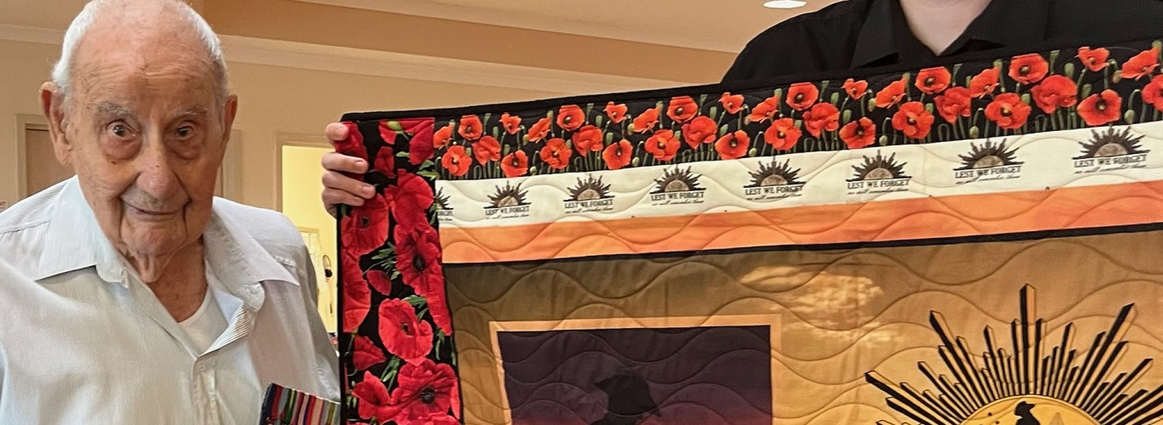 Herbert receiving Quilt of Valour Herbert receiving Quilt of Valour