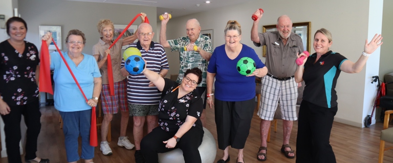Tantula Rise retirement village residents are taking part in weekly exercise class from Bolton Clarke at home support .JPG Tantula Rise retirement village residents are taking part in weekly exercise class from Bolton Clarke at home support .JPG