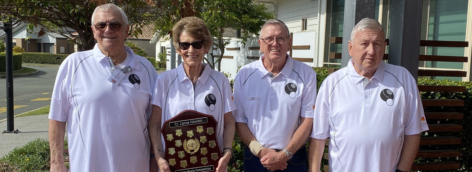 The Moreton Shores Bowls Team and their trophy.jpg The Moreton Shores Bowls Team and their trophy.jpg
